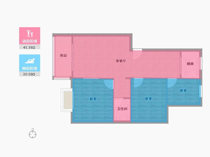 云南省-昆明市-南华区嘉华苑-66.76-户型库-动静分区