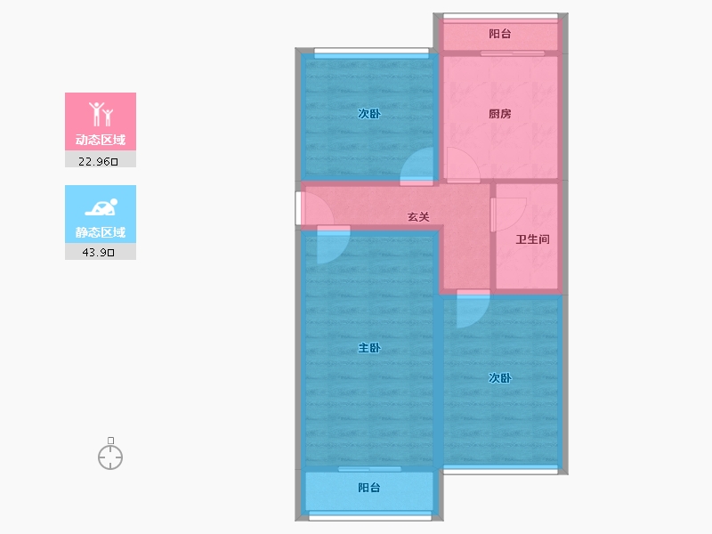 辽宁省-大连市-天源山庄-58.46-户型库-动静分区