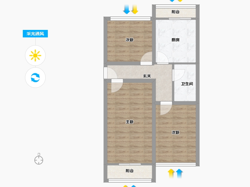 辽宁省-大连市-天源山庄-58.46-户型库-采光通风