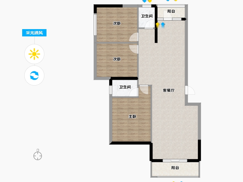 广西壮族自治区-柳州市-金绿洲小区-99.77-户型库-采光通风