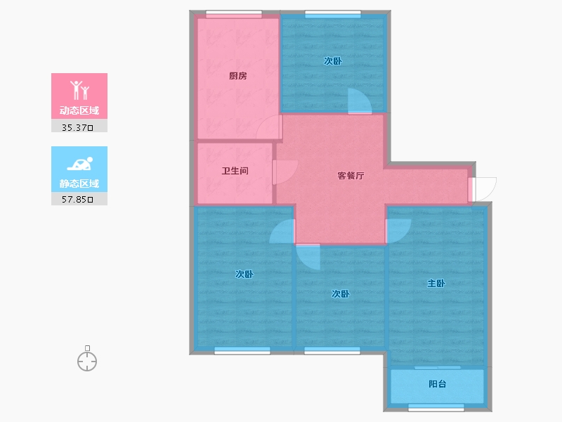 辽宁省-大连市-北良公寓-84.97-户型库-动静分区