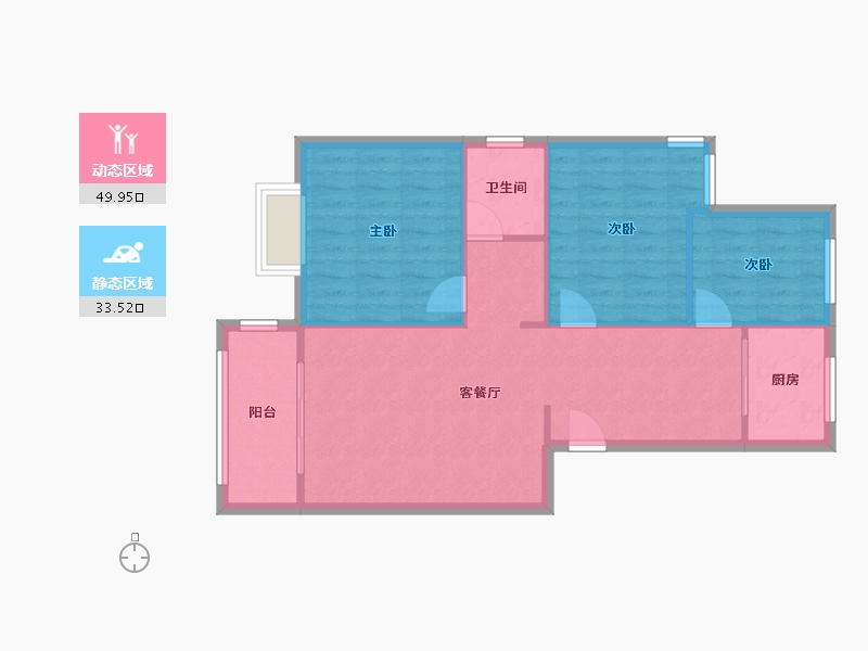 云南省-昆明市-南华区嘉华苑-76.18-户型库-动静分区