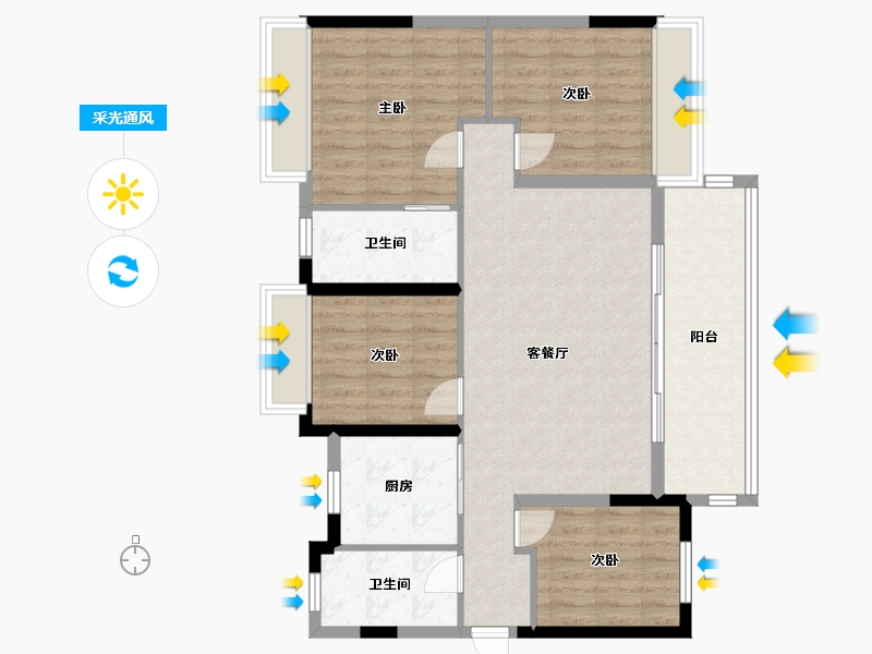 贵州省-贵阳市-春风景里-102.96-户型库-采光通风