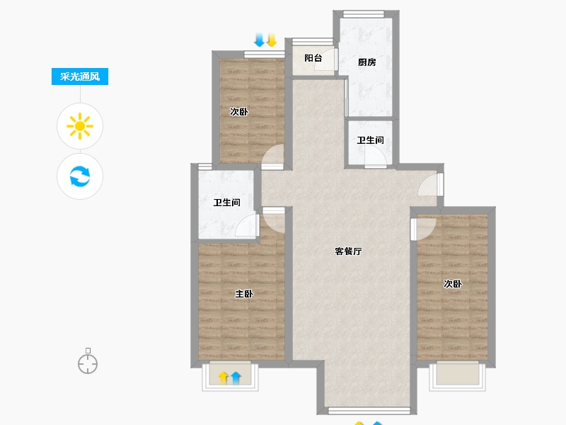 辽宁省-大连市-新希望花园-92.36-户型库-采光通风