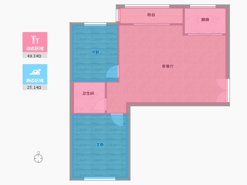 山东省-烟台市-天籁花园小区-68.37-户型库-动静分区