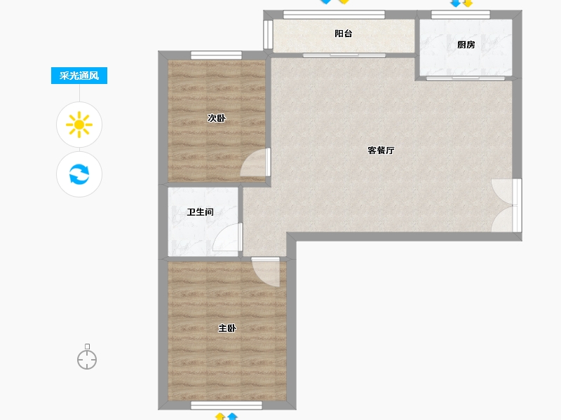 山东省-烟台市-天籁花园小区-68.37-户型库-采光通风