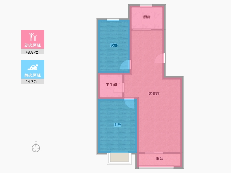 辽宁省-大连市-盛世闲庭静庭园-65.70-户型库-动静分区