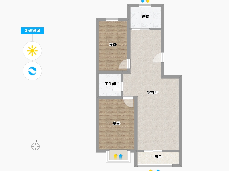 辽宁省-大连市-盛世闲庭静庭园-65.70-户型库-采光通风