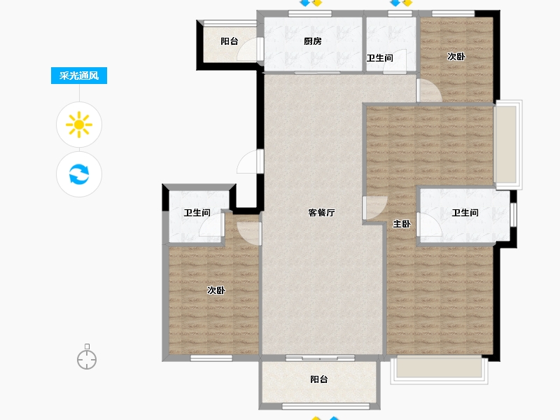 浙江省-宁波市-白金湾-136.00-户型库-采光通风