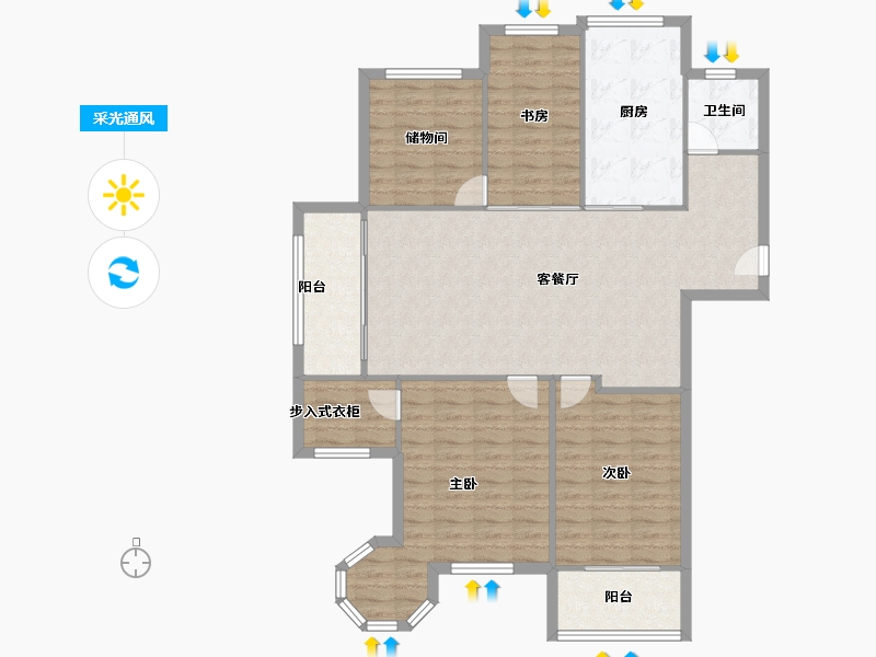 山东省-烟台市-天籁花园小区-114.00-户型库-采光通风