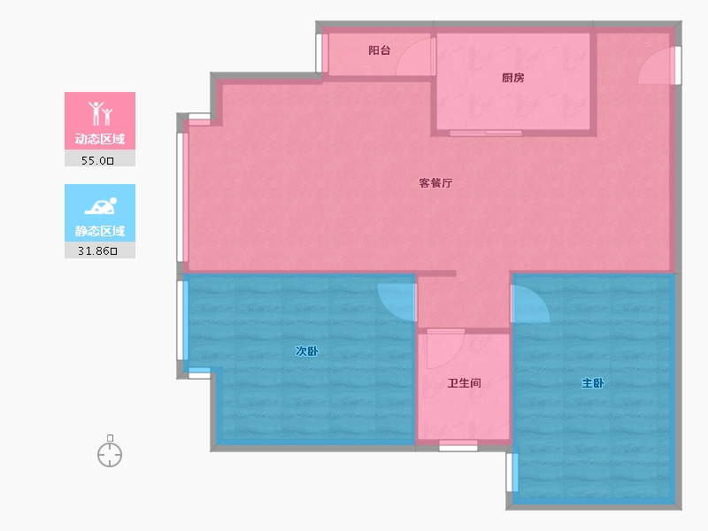 云南省-昆明市-金江区曦苑-79.67-户型库-动静分区