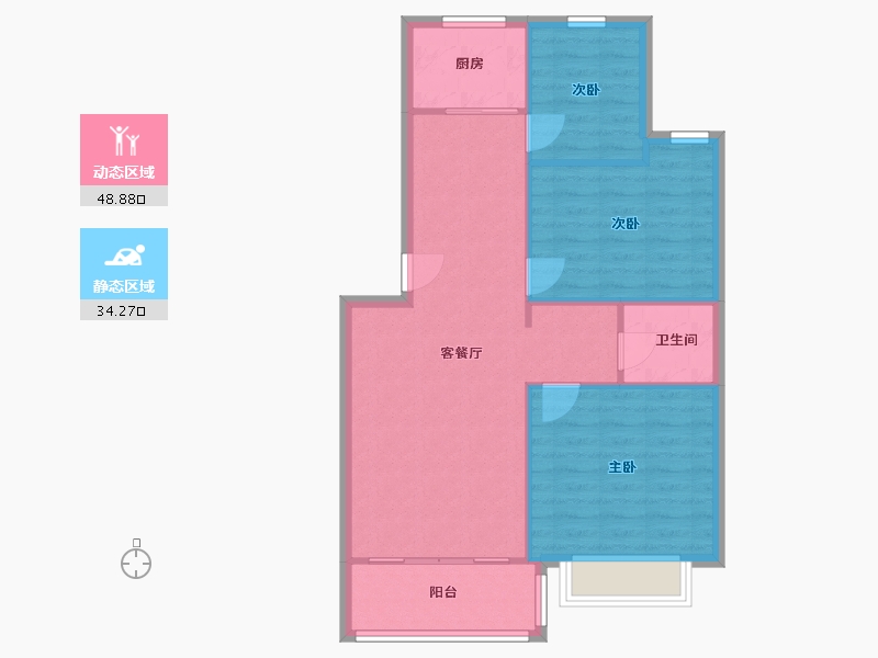 云南省-昆明市-南华区嘉华苑-76.00-户型库-动静分区