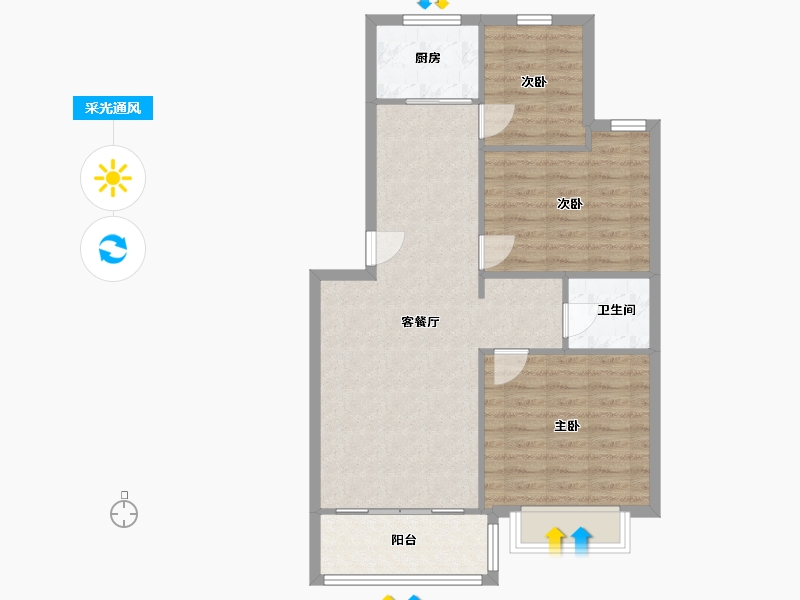 云南省-昆明市-南华区嘉华苑-76.00-户型库-采光通风