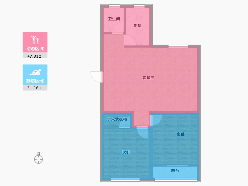 浙江省-杭州市-昆仑红苹果-67.43-户型库-动静分区