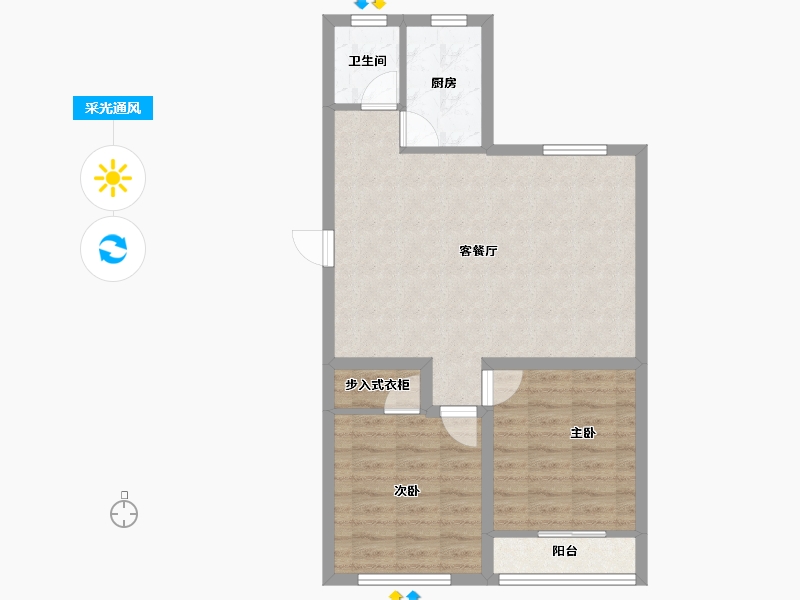 浙江省-杭州市-昆仑红苹果-67.43-户型库-采光通风