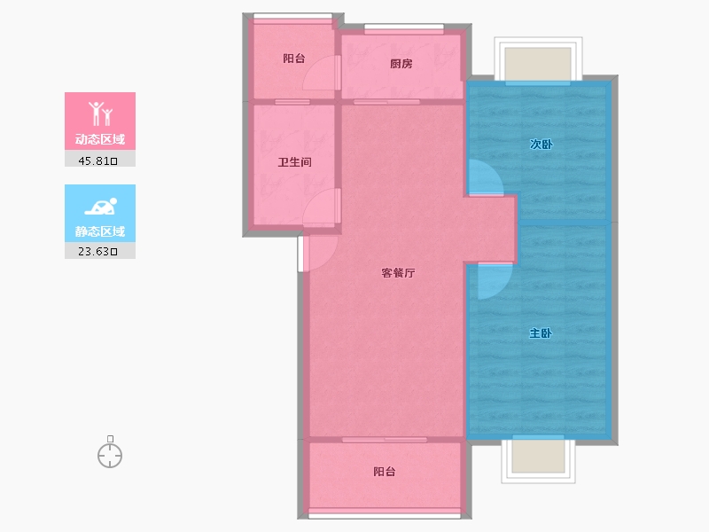 云南省-昆明市-南华区嘉华苑-63.01-户型库-动静分区