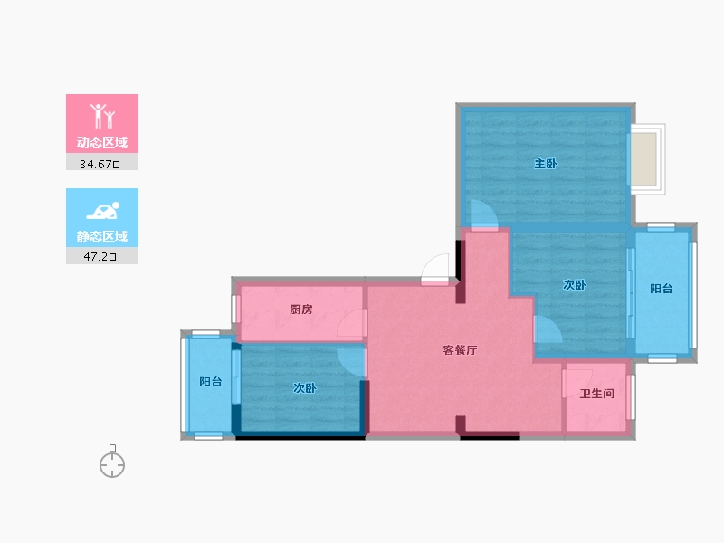 江苏省-苏州市-顶峰丽景嘉园-89.71-户型库-动静分区