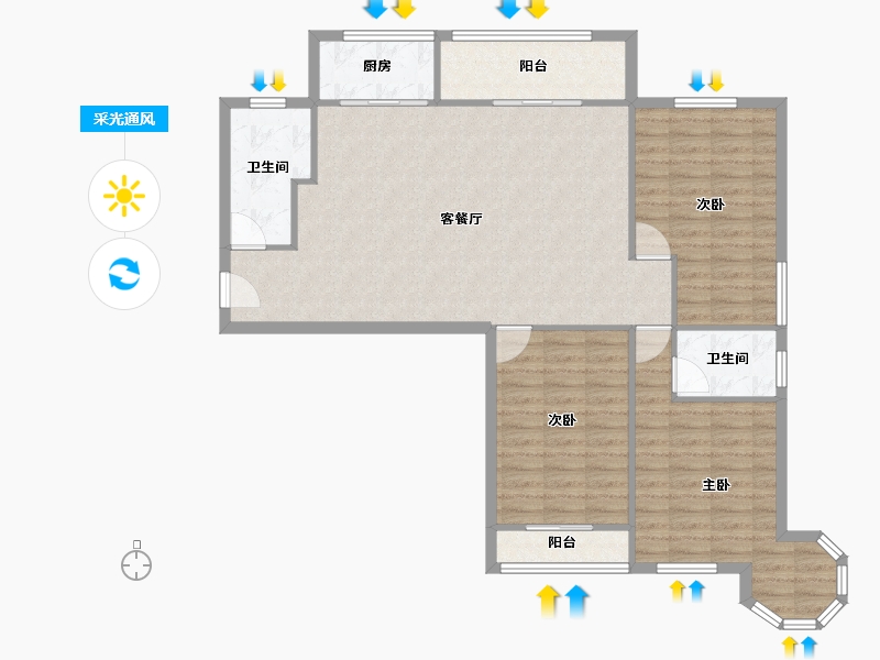 山东省-烟台市-天籁花园小区-108.00-户型库-采光通风