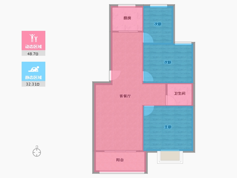 云南省-昆明市-南华区嘉华苑-73.99-户型库-动静分区