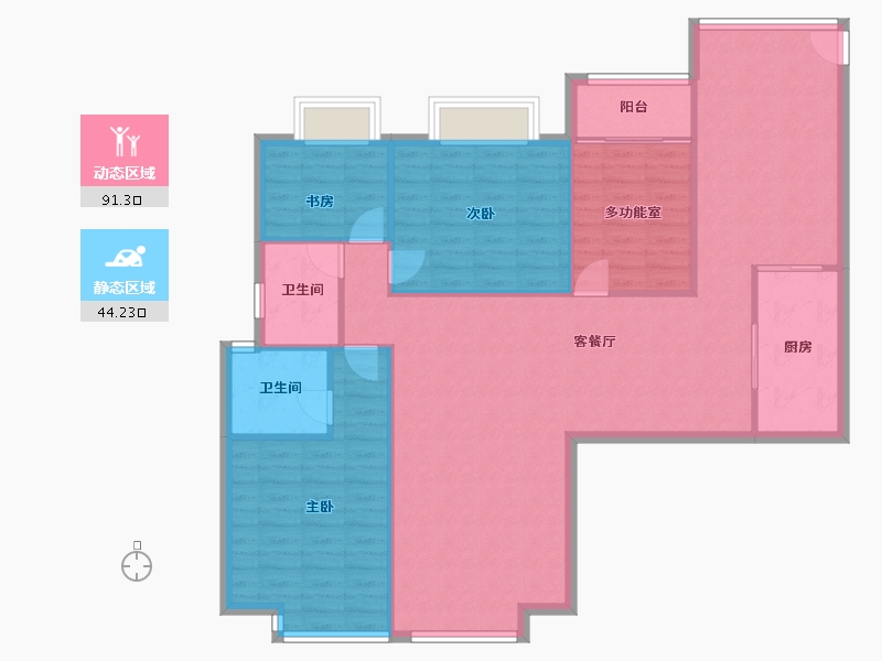 云南省-昆明市-金江区曦苑-125.01-户型库-动静分区