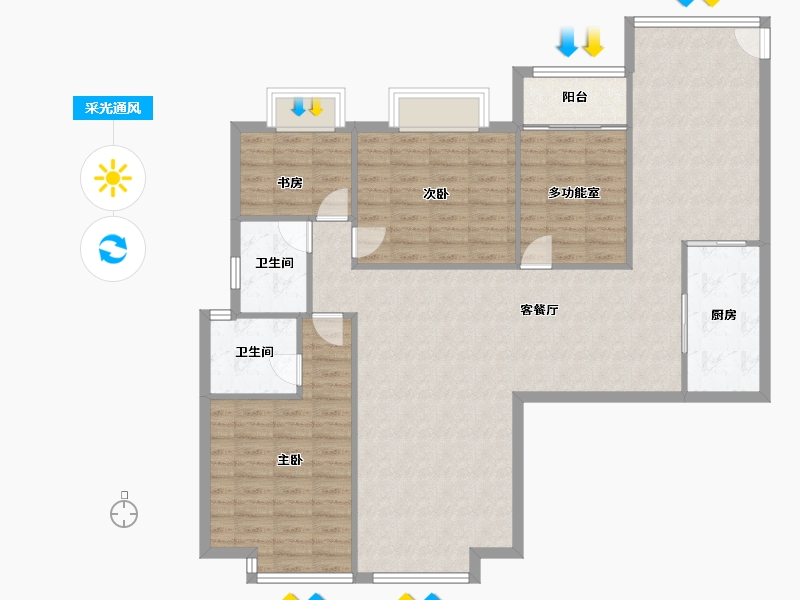 云南省-昆明市-金江区曦苑-125.01-户型库-采光通风