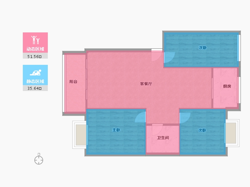 云南省-昆明市-南华区嘉华苑-80.01-户型库-动静分区