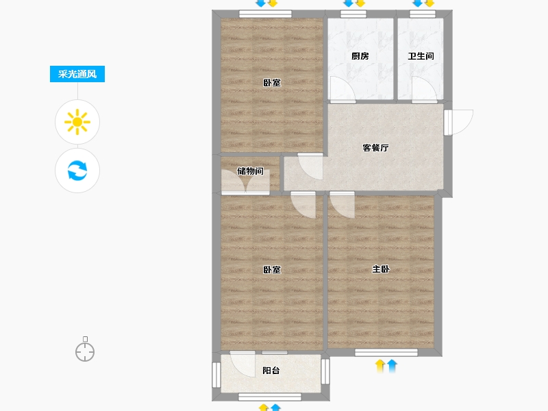 安徽省-合肥市-广电厅宿舍-69.20-户型库-采光通风