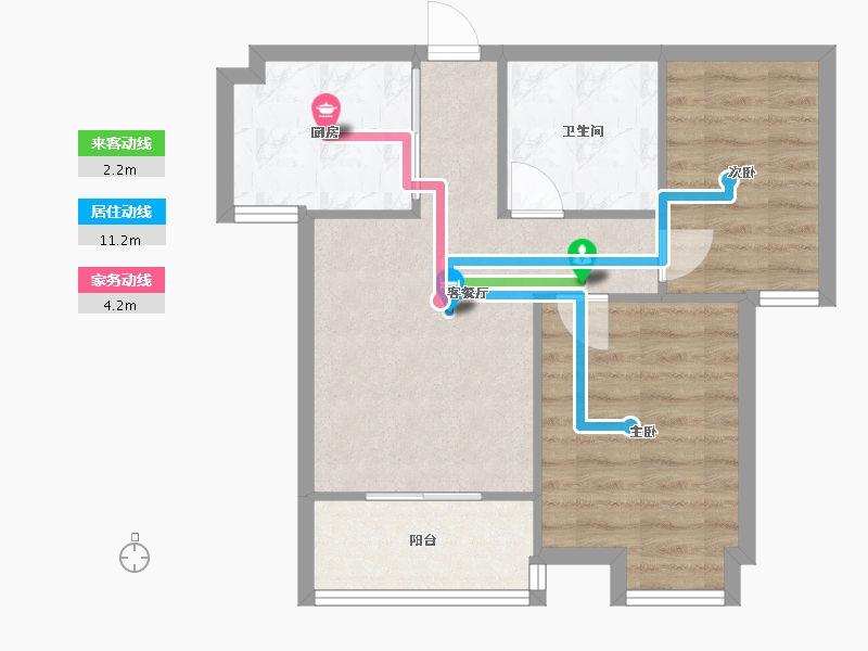 浙江省-绍兴市-仁让堰小区-56.00-户型库-动静线