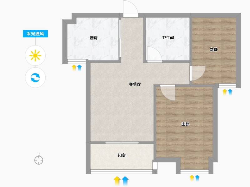 浙江省-绍兴市-仁让堰小区-56.00-户型库-采光通风