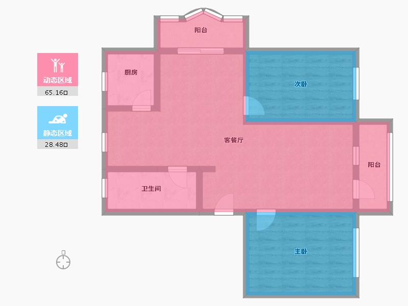 江苏省-苏州市-水香二村-83.00-户型库-动静分区