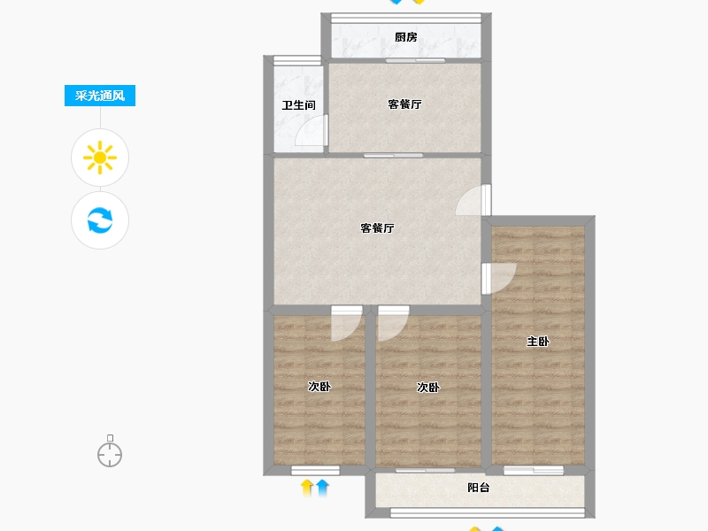 辽宁省-大连市-天源山庄-74.23-户型库-采光通风