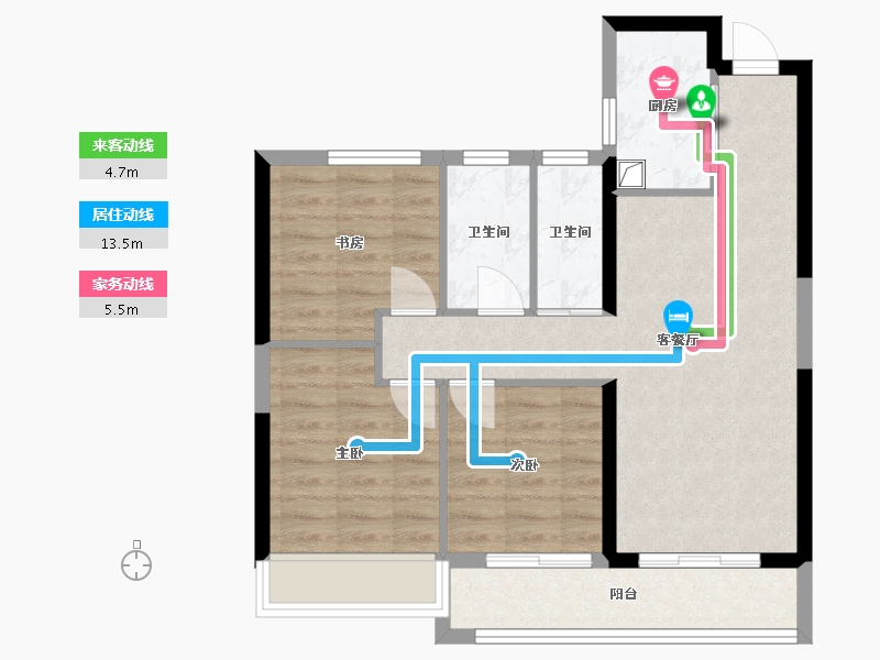 湖北省-武汉市-华侨城红坊-79.60-户型库-动静线