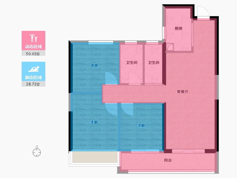 湖北省-武汉市-华侨城红坊-79.60-户型库-动静分区