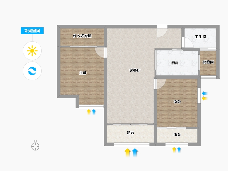 山东省-烟台市-金海名园-90.00-户型库-采光通风