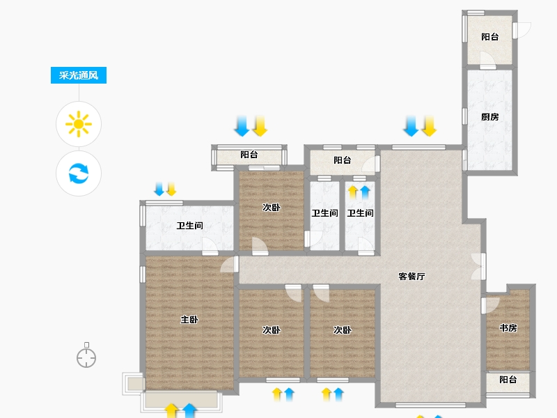 山东省-济宁市-公园壹号小区-198.13-户型库-采光通风