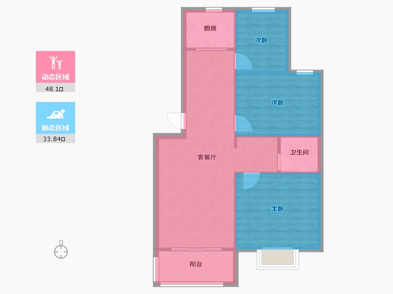 云南省-昆明市-南华区嘉华苑-74.80-户型库-动静分区