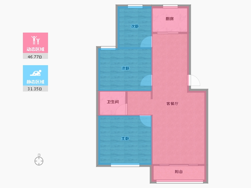 云南省-昆明市-南华区嘉华苑-71.28-户型库-动静分区