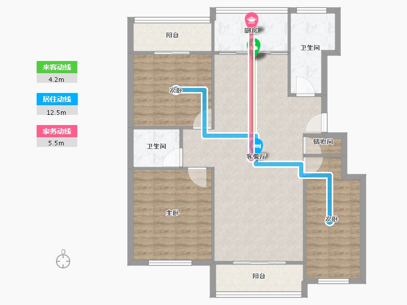 山东省-烟台市-天籁花园小区-101.00-户型库-动静线