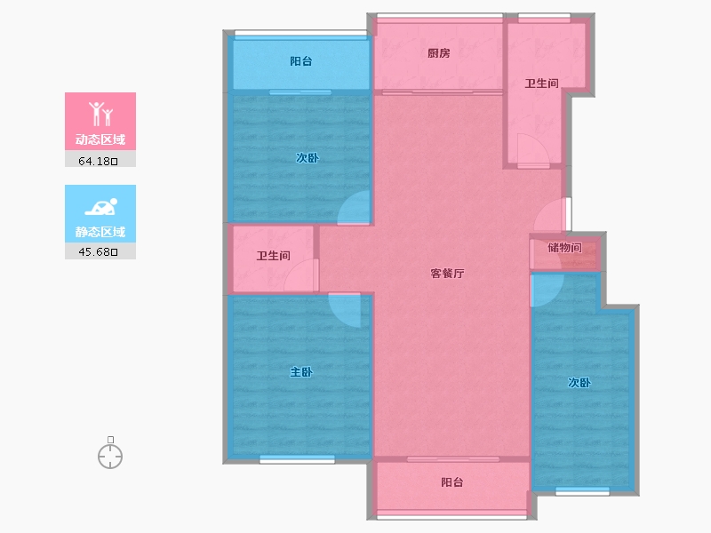 山东省-烟台市-天籁花园小区-101.00-户型库-动静分区