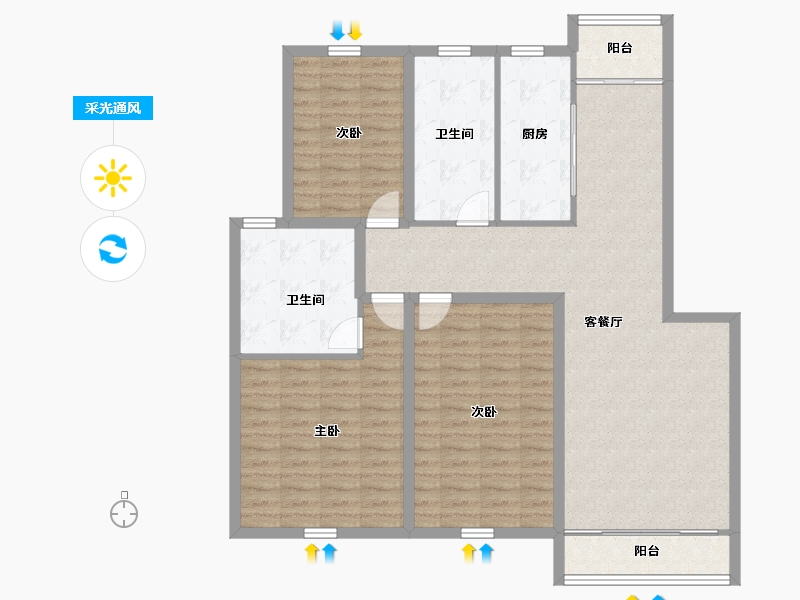 浙江省-杭州市-盛世嘉园(公寓住宅)-120.88-户型库-采光通风