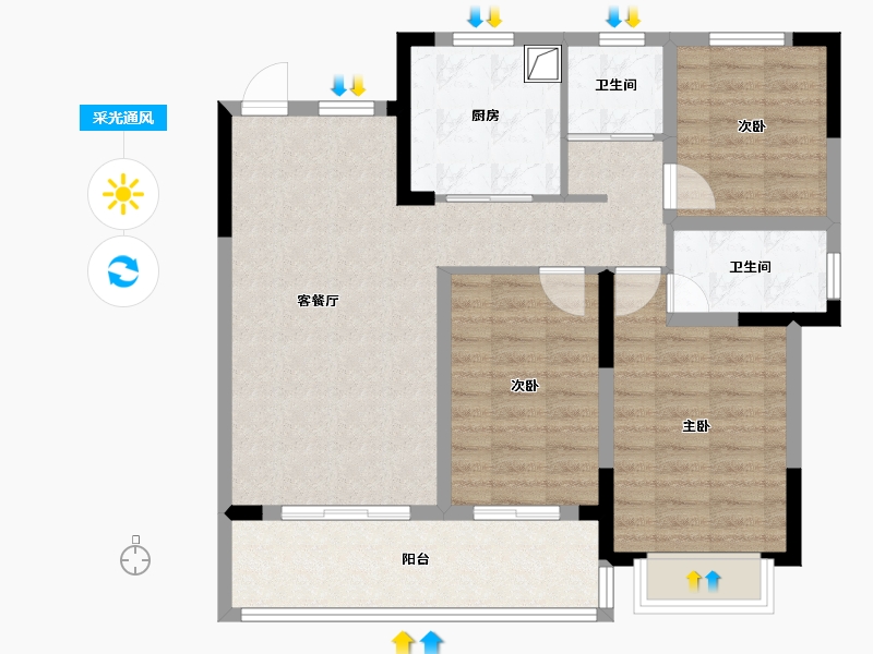 安徽省-滁州市-城南首府-89.60-户型库-采光通风