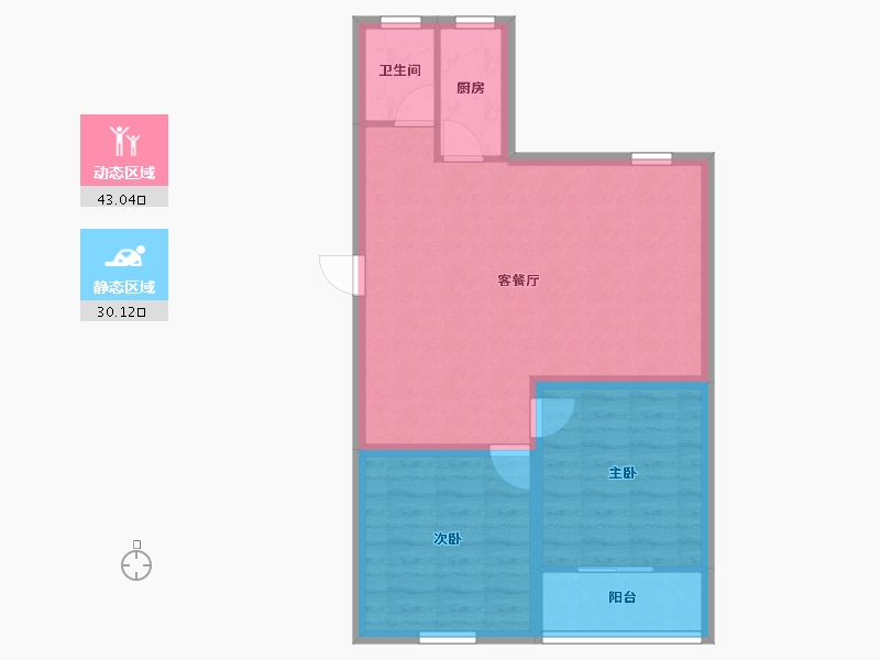 浙江省-杭州市-昆仑红苹果-65.85-户型库-动静分区