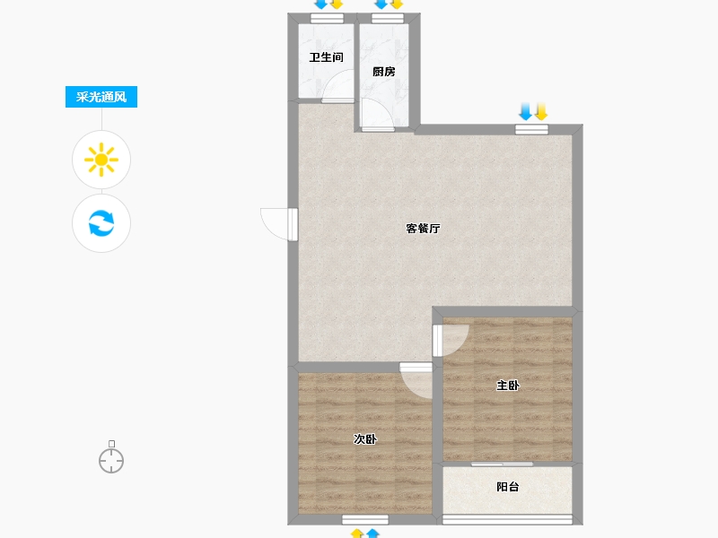 浙江省-杭州市-昆仑红苹果-65.85-户型库-采光通风