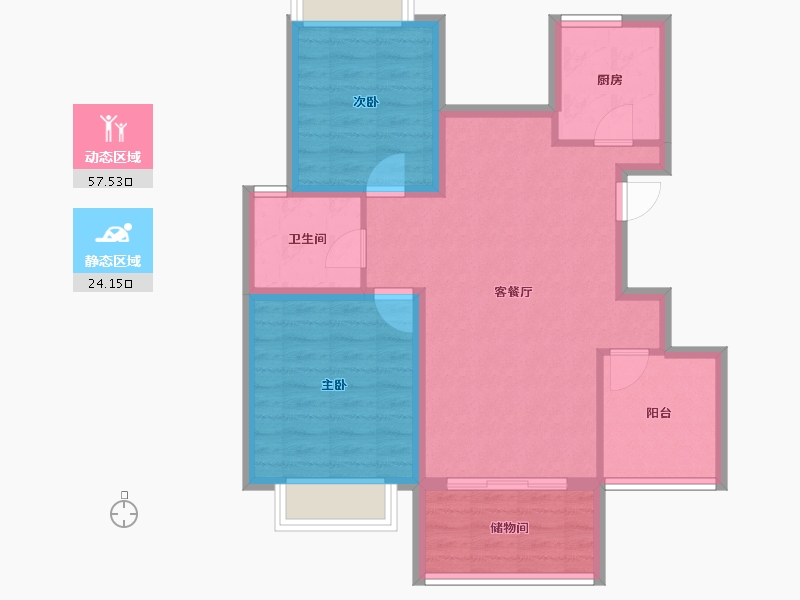 浙江省-杭州市-紫玉公馆-72.87-户型库-动静分区