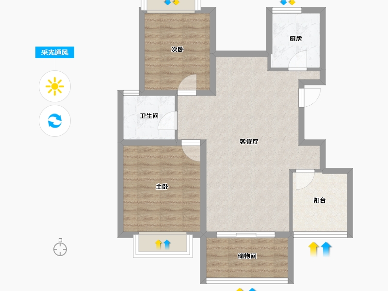 浙江省-杭州市-紫玉公馆-72.87-户型库-采光通风