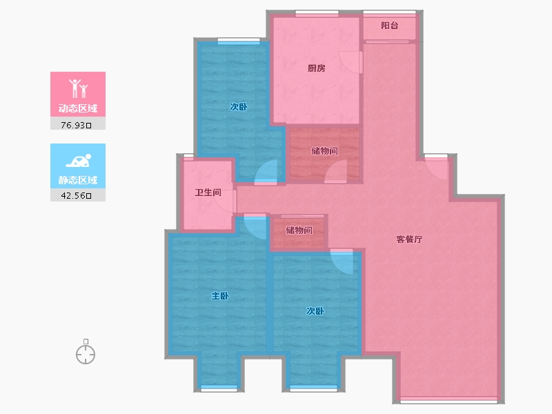 辽宁省-大连市-新希望花园-106.87-户型库-动静分区