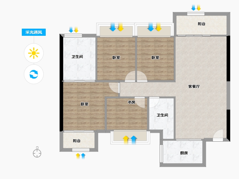 广西壮族自治区-南宁市-光明城市-100.67-户型库-采光通风