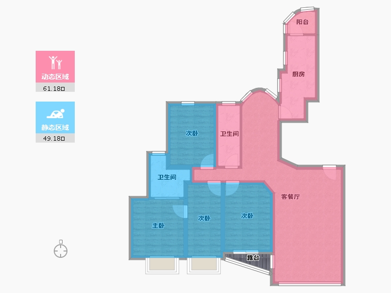 辽宁省-大连市-壹品星海-99.40-户型库-动静分区