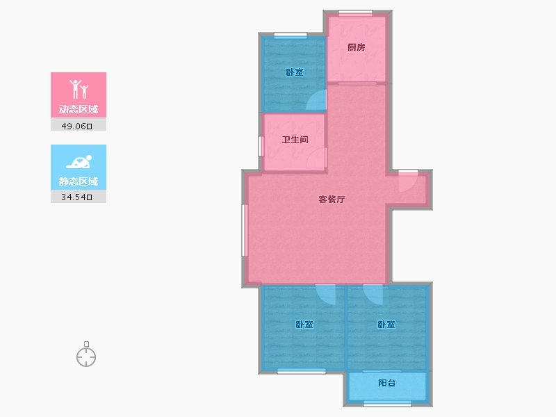 内蒙古自治区-赤峰市-康居家园-76.00-户型库-动静分区