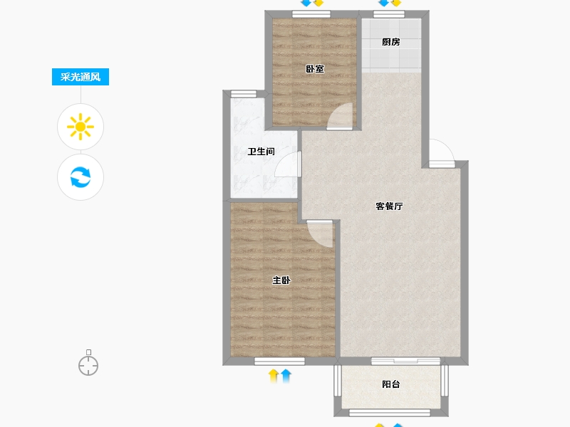 浙江省-宁波市-京华茗苑-78.40-户型库-采光通风